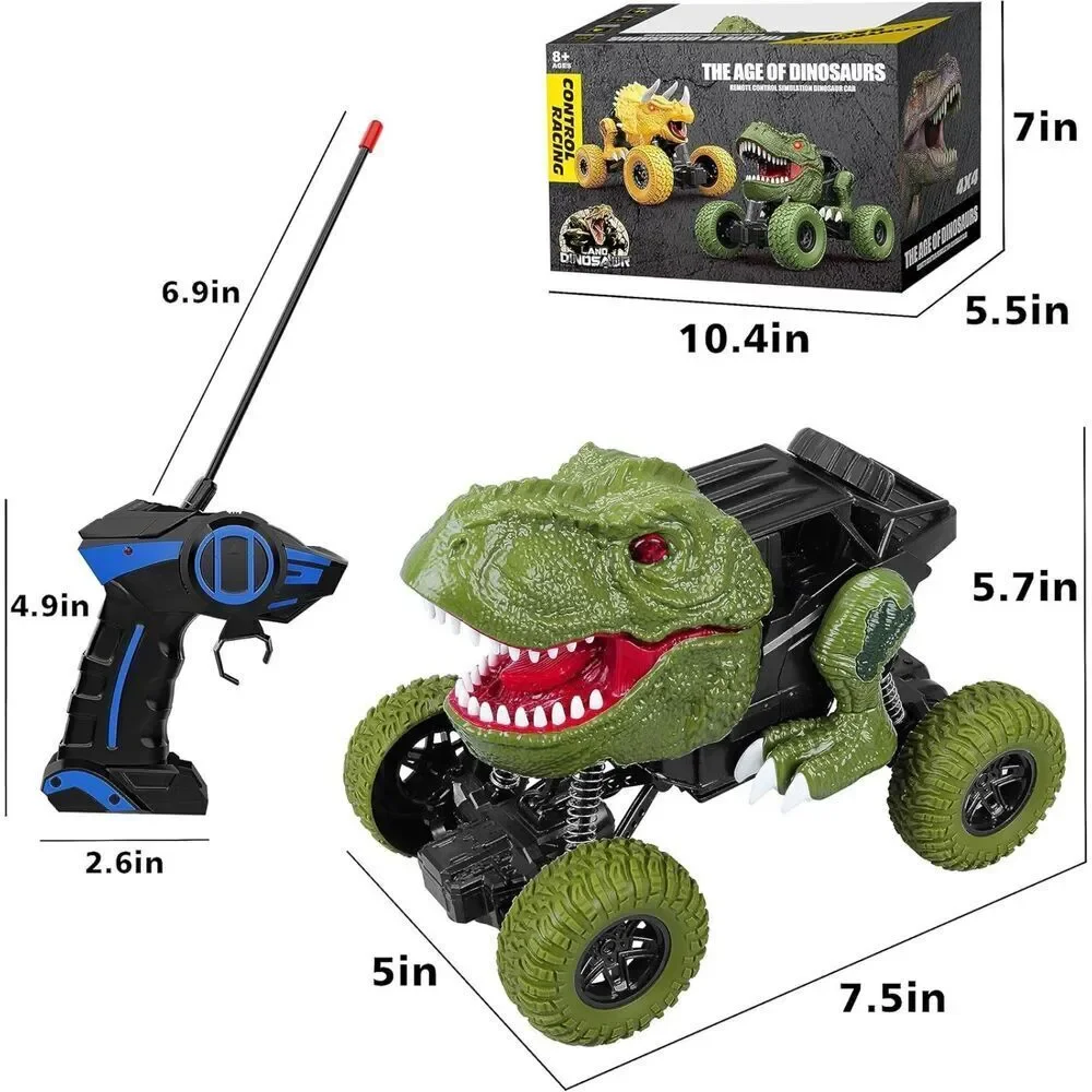 2.4Ghz All Remote Control Dinosaur Car With Light Rechargeable 4WD Off Road Toys